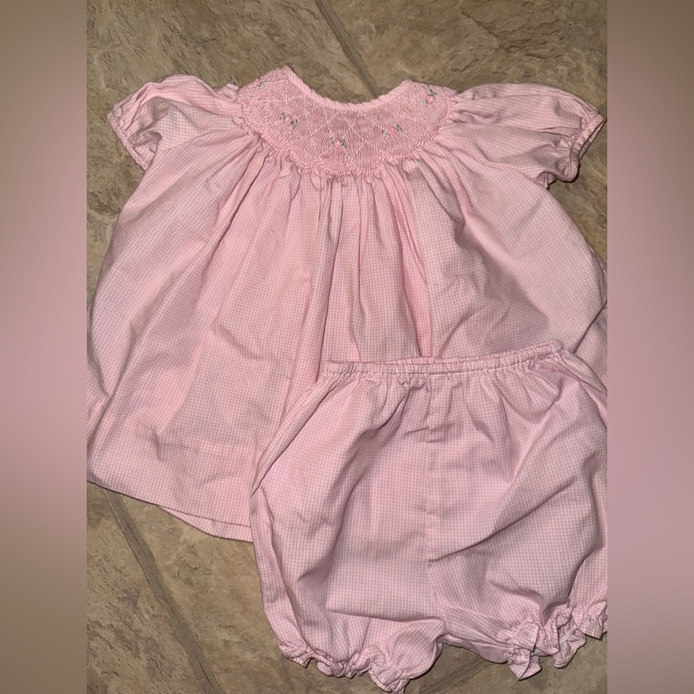 Petit Ami Pink Gingham Kids Dress Set